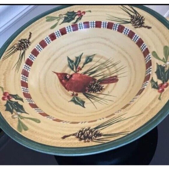 Lenox WINTER GREETINGS EVERYDAY 13" Pedestal Centerpiece Bowl Compote Cardinal - Picture 3 of 8